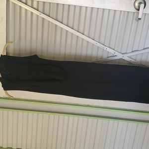 CHIC BODYCON DRESS Black knit Ribbed plunging cowel neck Maxi dress